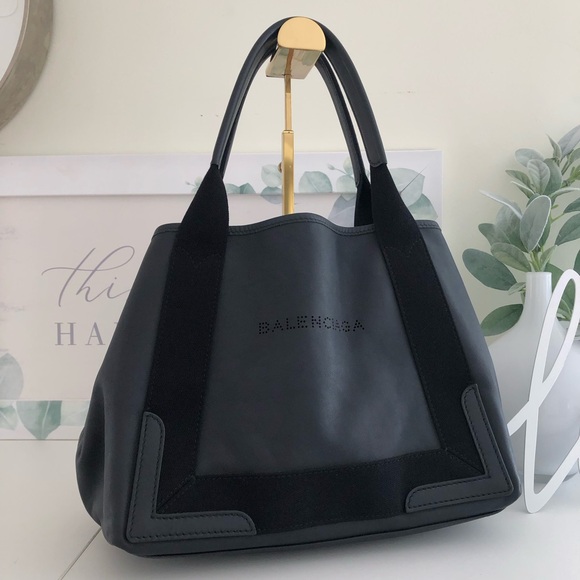 Balenciaga Navy Cabas Small Leather Tote Black - Picture 2 of 16